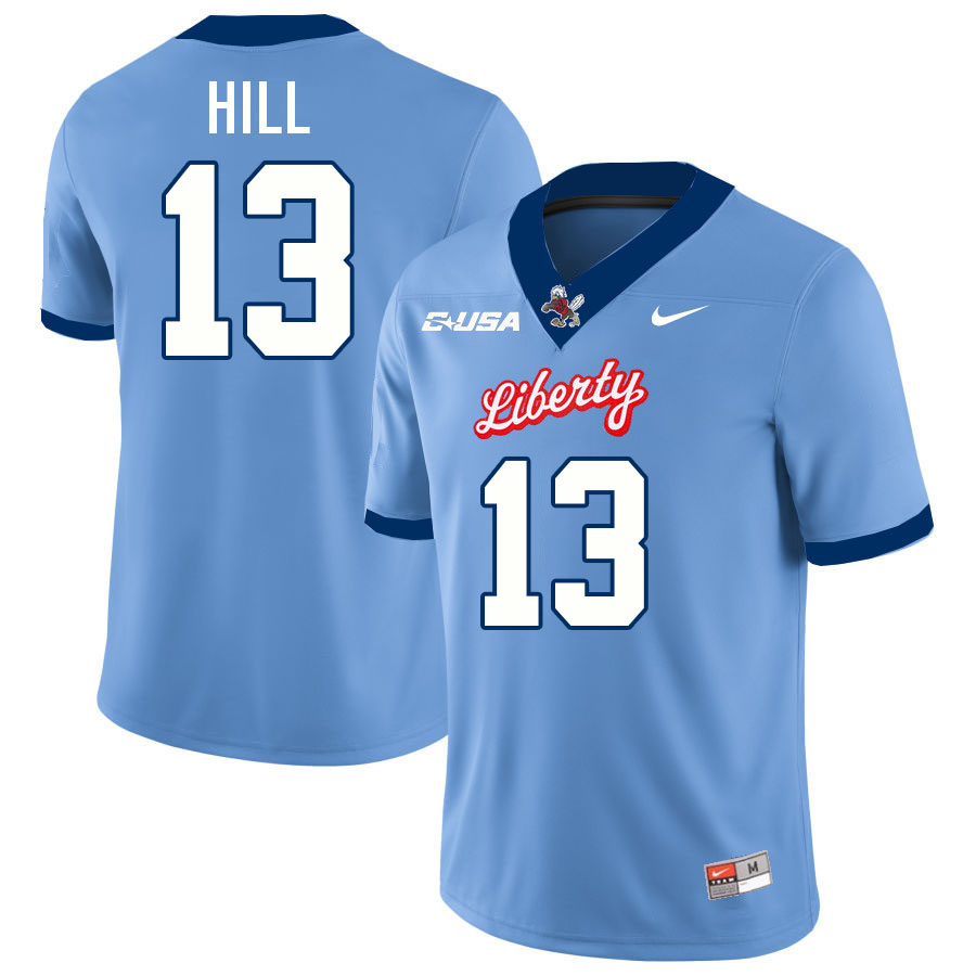 Liberty Flames #13 Dominick Hill College Football Jerseys Stitched-Light Blue